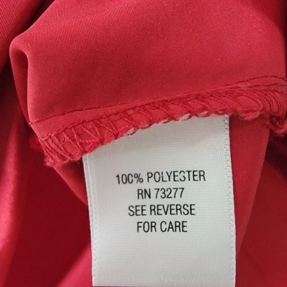 CROFT & BARROW Attached Pearl Necklace Sleevesless Red Blouse Size Medium - Picture 4 of 8